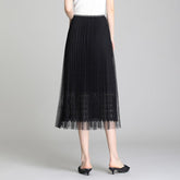 Fusta plisata midi din tulle cu dantela 9102 Negru - Lusha.ro